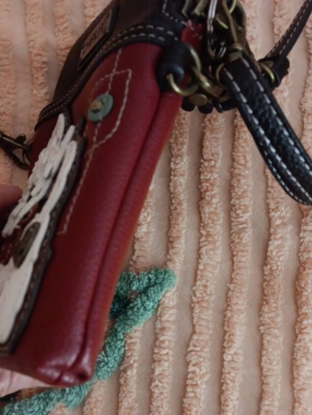 Chala Red & Black Crossbody Bag with White Westie Applique